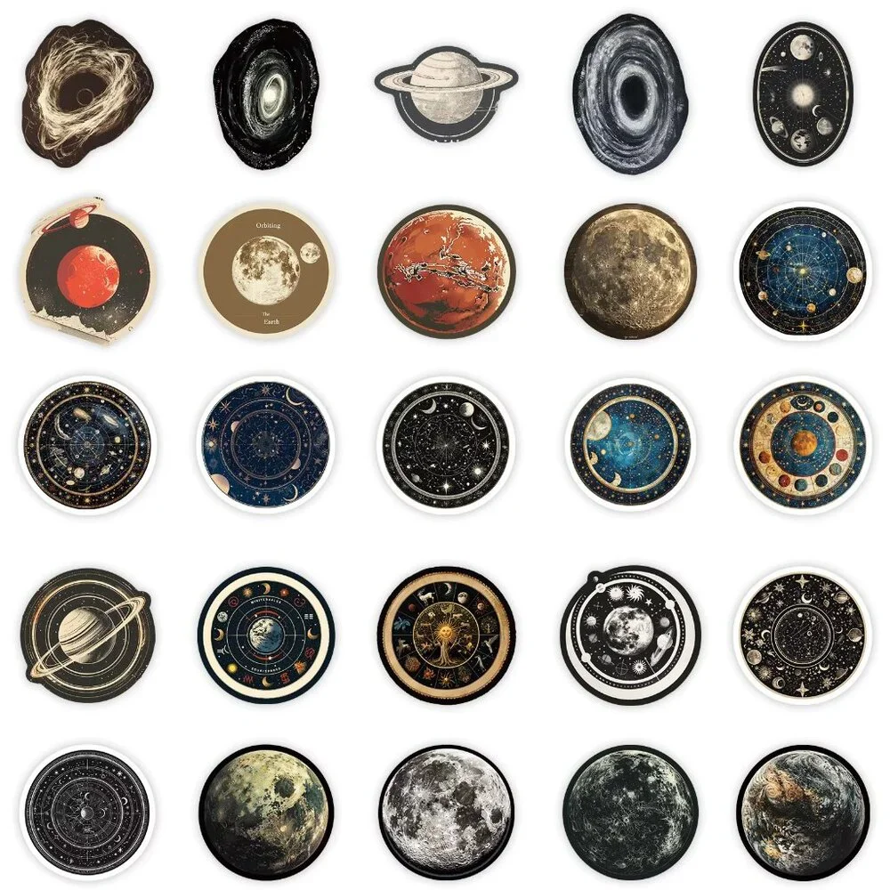 50PCS Space Station & Starry Sky Graffiti Stickers – Waterproof & DIY